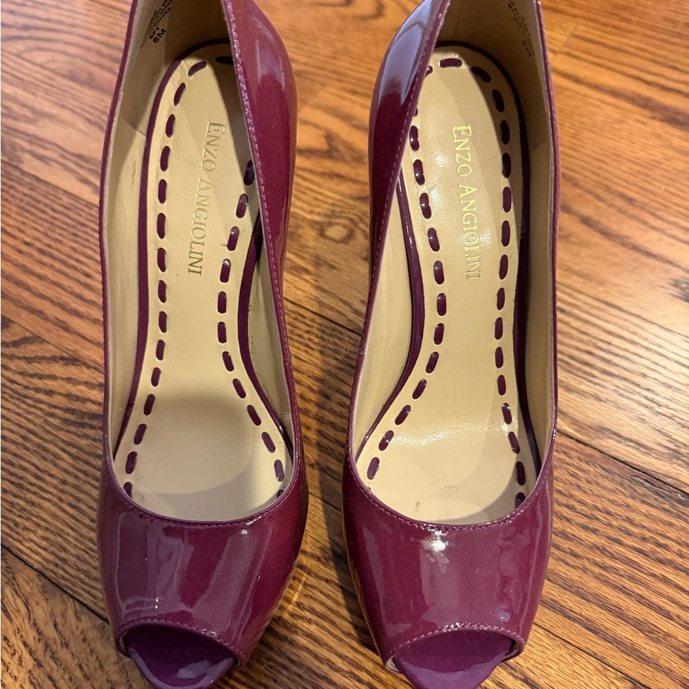 Enzo Angiolini Purple Peep-Toe Heels